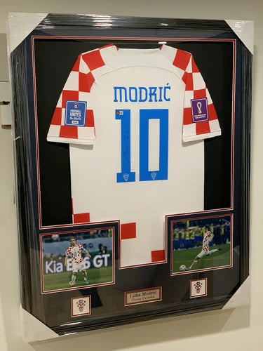 Luka Modric Signed LED Framed Croatia Jersey Beckett COA