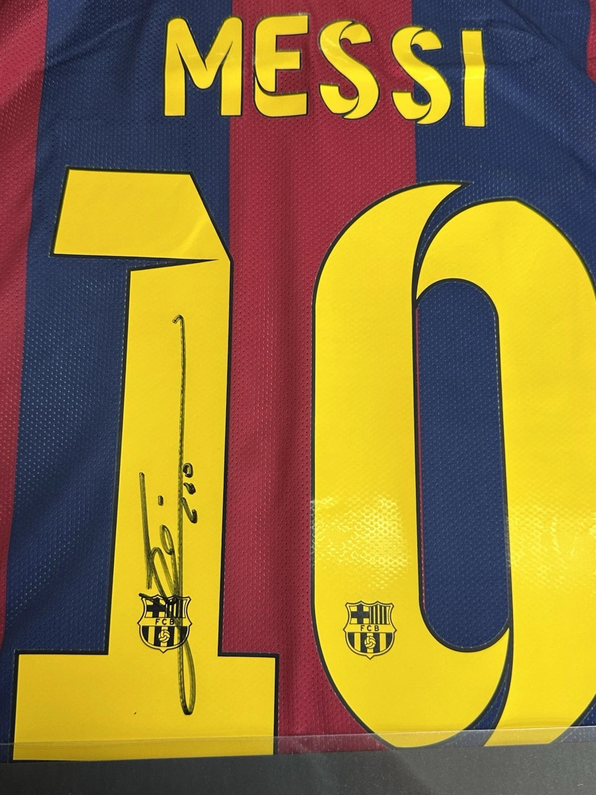 Lionel Messi Signed FC Barcelona Home Jersey COA Icons