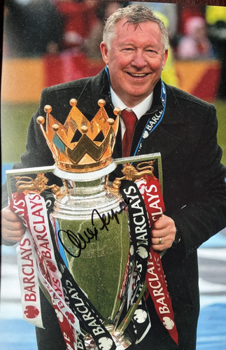 Sir Alex Ferguson Hand Signed Premier League Trophy Photo + Official COA 12x8