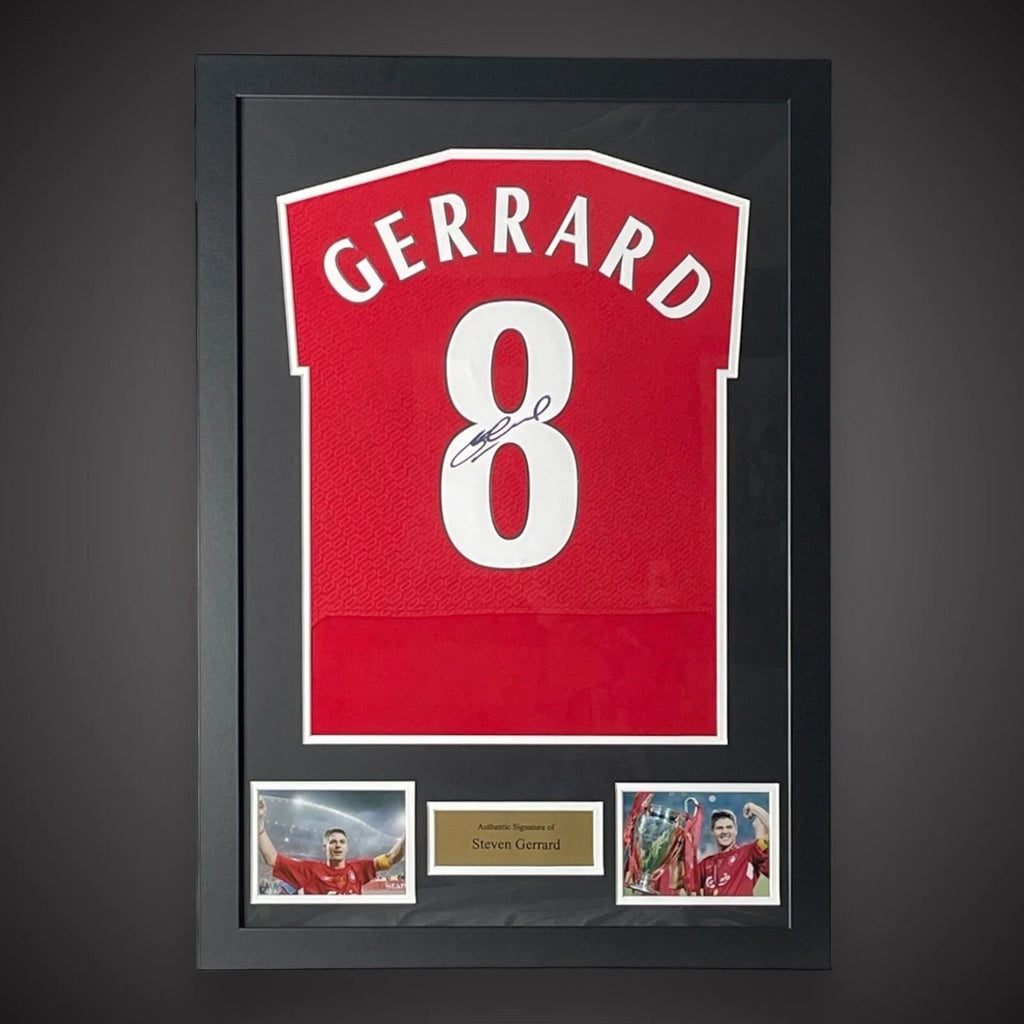 Steven Gerrard Hand Signed and Framed Liverpool Football Shirt