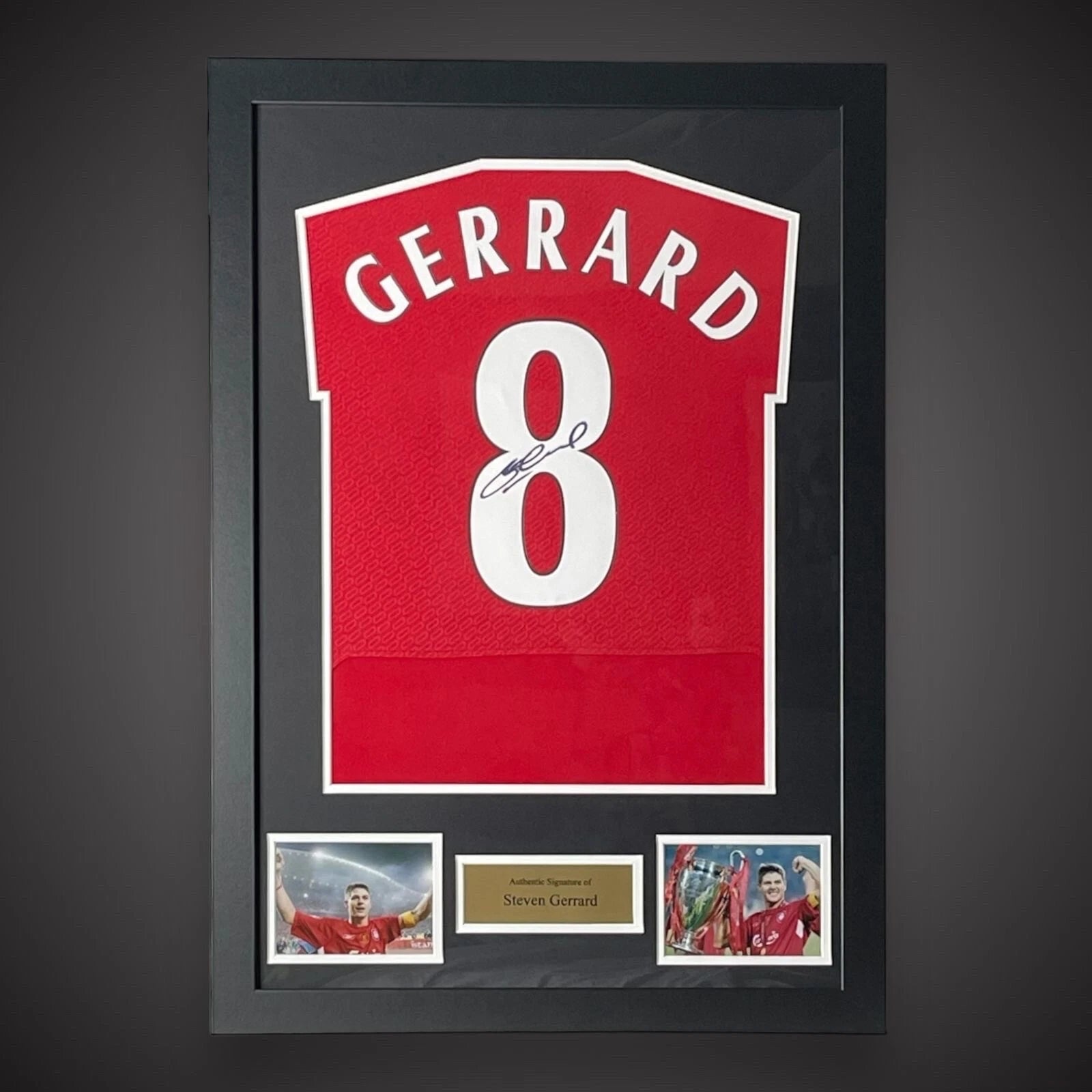 Steven Gerrard Hand Signed and Framed Liverpool Football Shirt