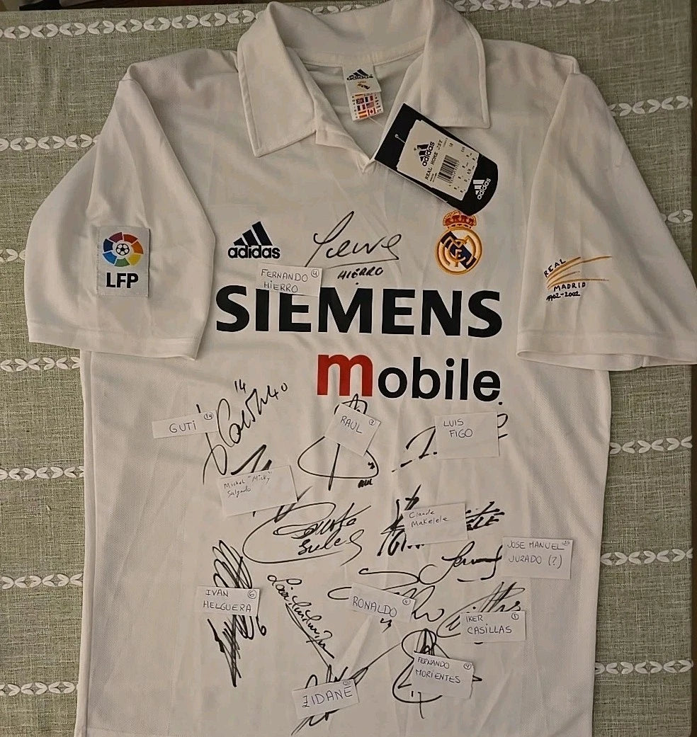 Signed Real Madrid Home Jersey Centenary 2002 Zidane Ronaldo Figo Raul Iker