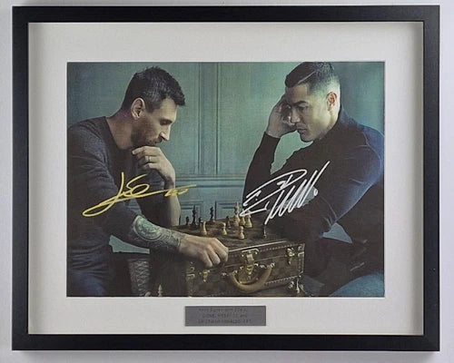Lionel Messi – Cristiano Ronaldo Canvas Hand Signed Framed w/ COA