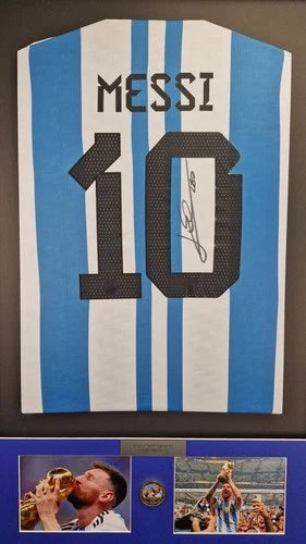 Lionel Messi Signed Argentina Shirt in Framed Presentation