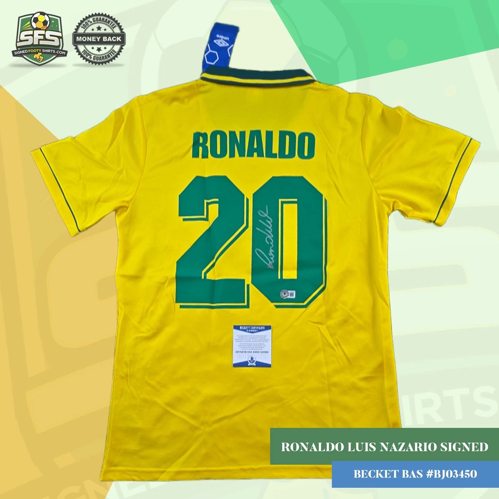 Luis Ronaldo Nazario Signed World Cup Brazil 1994 Rookie Jersey