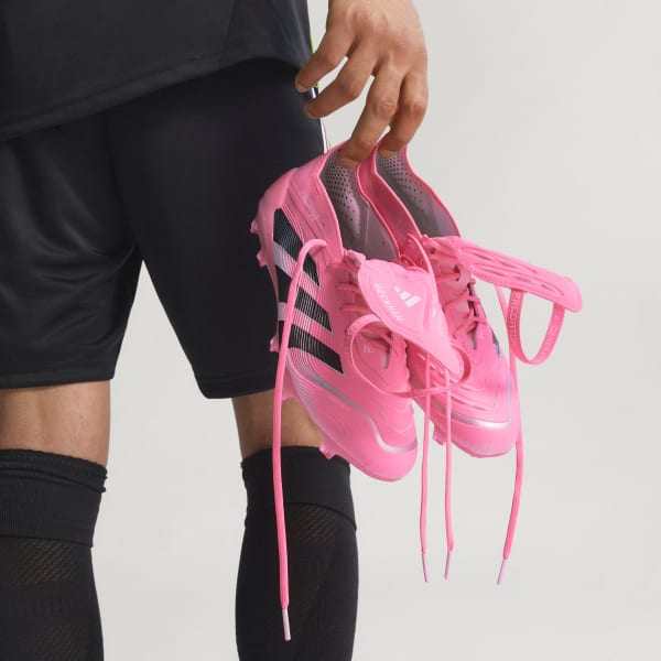 아디다스 프레데터 엘리트 폴드오버 텅 펌 그라운드 부츠 핑크 