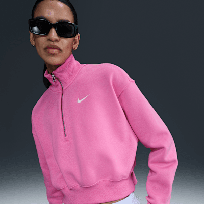 Women's 14-Zip Cropped Sweatshirt Pink