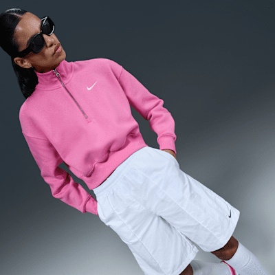 Women's 14-Zip Cropped Sweatshirt Pink